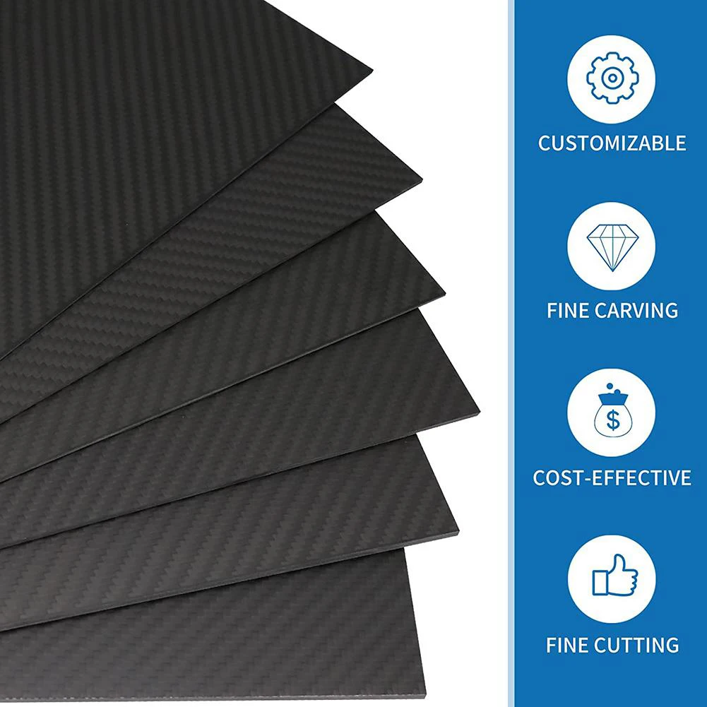 125mm X 75mm 3K Full Carbon Fiber Plate Panel Sheets 0.5mm-3mm Thickness Twill Composite Hardness Material for RC Model