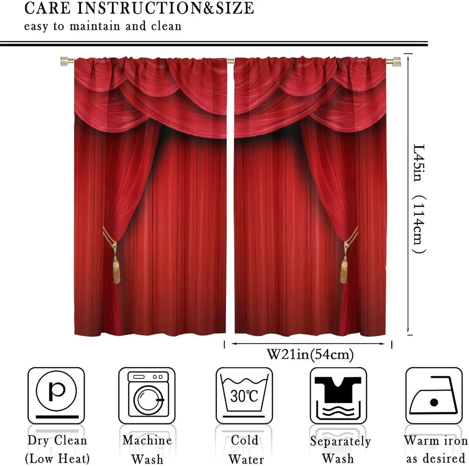 Movie Theater Curtains Retro Red Party Home Movie Theatre for Living Room Bedroom Window Drapes Window Curtain 2 Panels