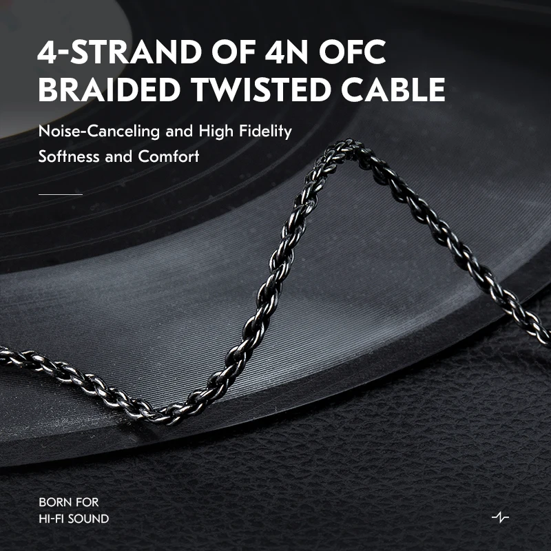 CCZ C01 4N OFC Headphone Cable, 2m Balanced Detachable In-Ear Headphone Cable with Microphone, 0.75mm jack, Compatible with KZ