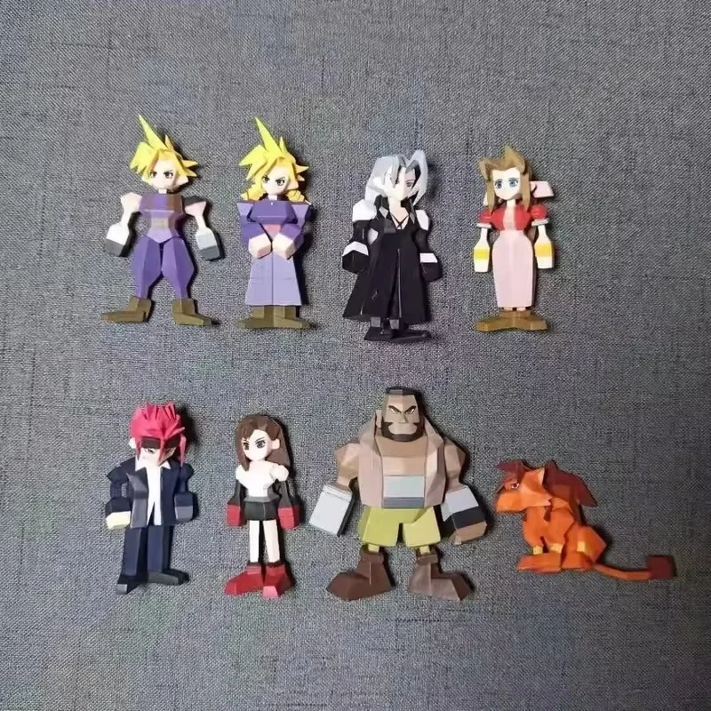 Final Fantasy 7 Cloud Retro Polygonal Handmade Doll Trendy Play Model Blind Box Car Decoration Model Collectibles Toys Gifts