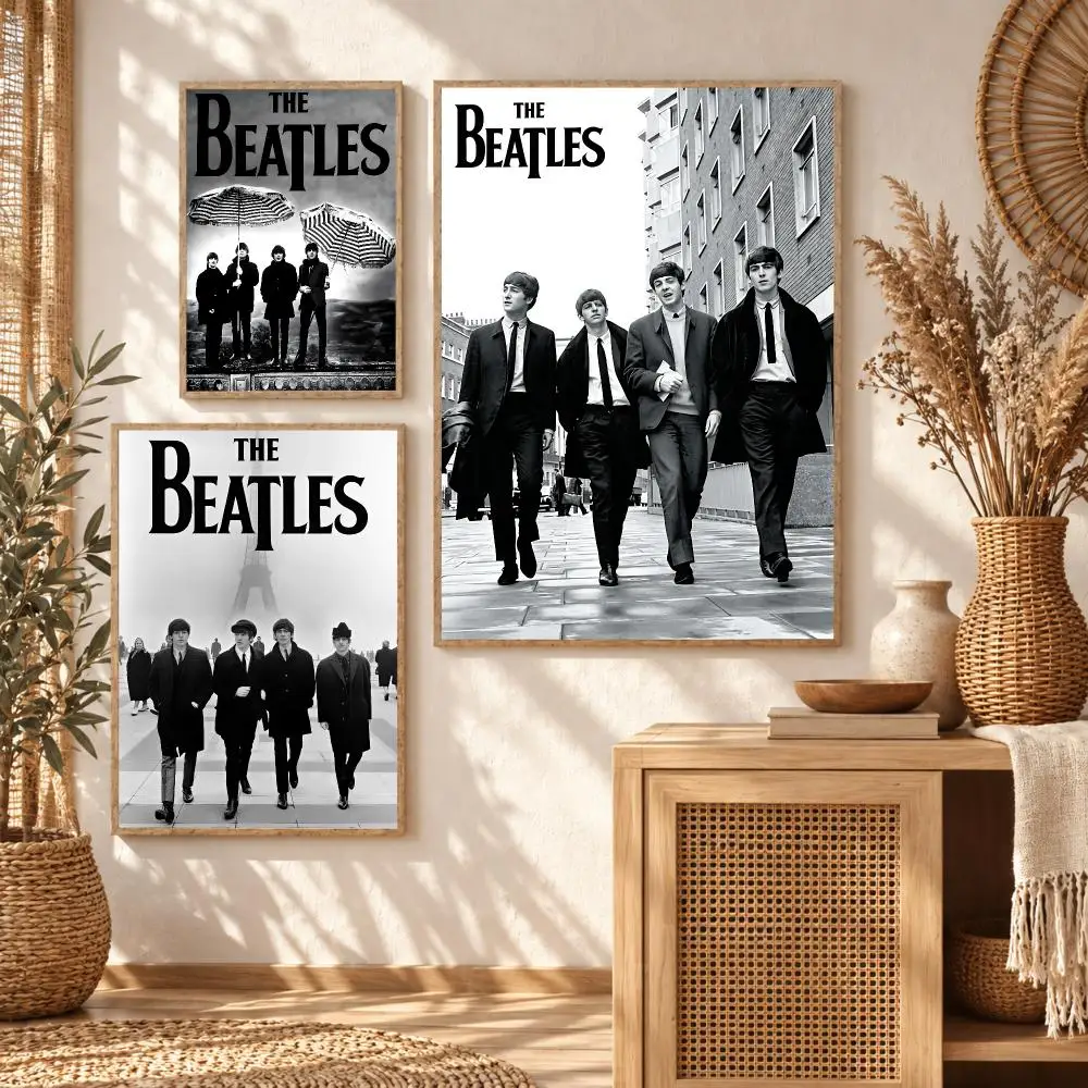 Vintage Music Band B-The Beatles Poster Premium Modern Waterproof Wall Art Pictures for Bedroom Living Room Bar Decor