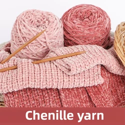 240g/pcs Chunky Chenille Yarn for Hand Knitting Shoes Hats Pillowcases Scarf Plain Crochet Glossy Puffy Warm Comfortable Winter