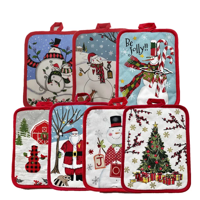 

1Pc 17x22cm Cotton Christmas Party Decoration Baking Pot Oven Mat Insulation Pad Coaster Table Placemat Xmas Gift