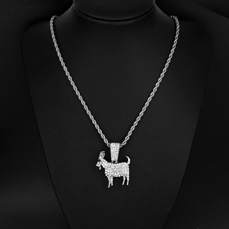 Fashion Gold Silver Plated Goat Pendant Necklace Hip Hop Tennis Chain Necklaces For Women Mens Gifts Motivation Jewelry