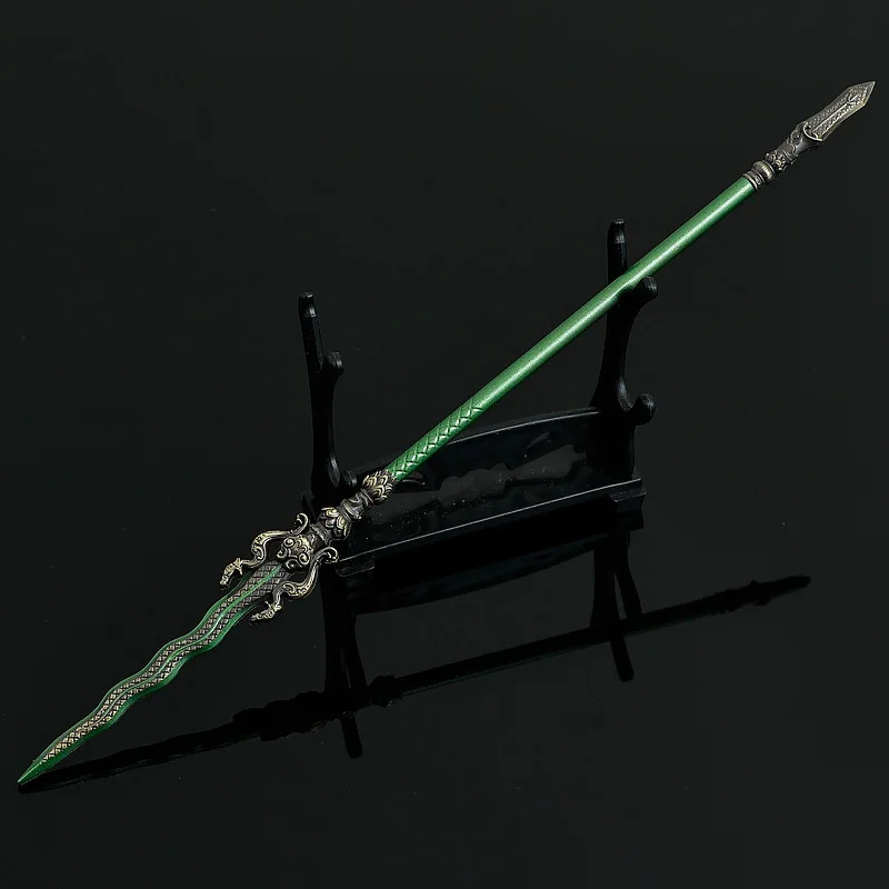 22cm/8.66in mito preto branco showman lança jogo periférico artes marciais arma modelo de metal brinquedos espada e faca ornamento de mesa