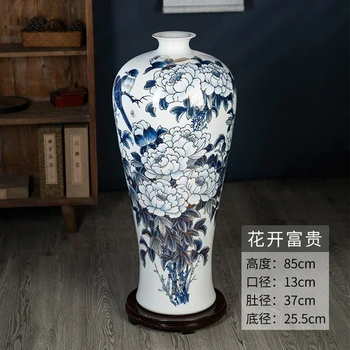 

Ceramic Light Luxury Hand Painted Golden Outline Floor Vase Living Room and Hotel Company Opening Decoration Decoration