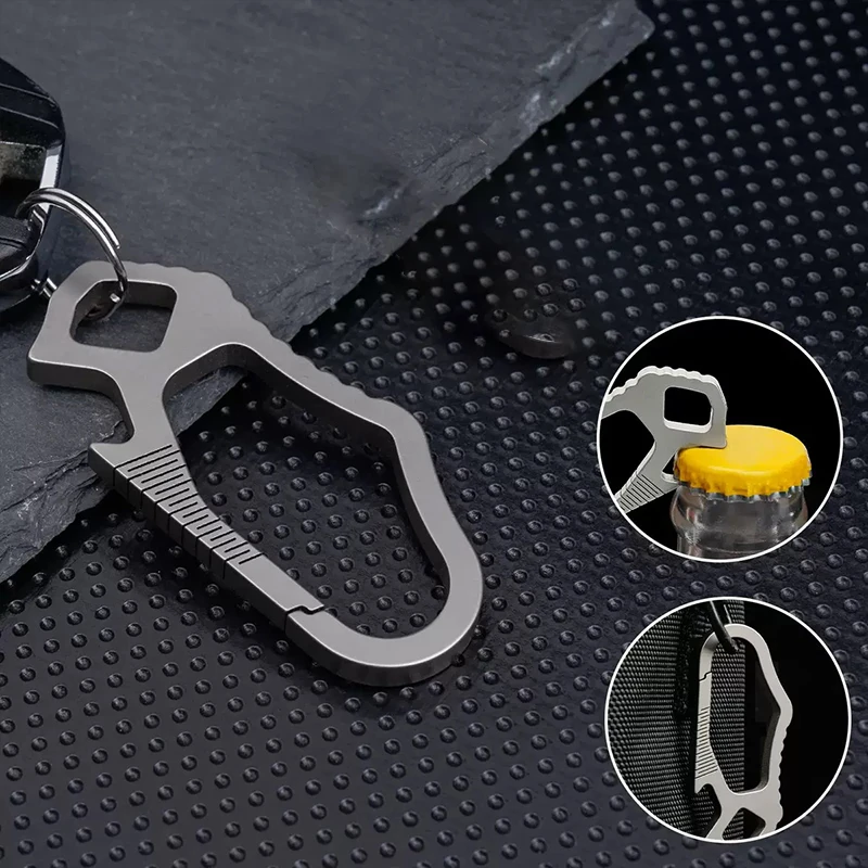 Mini Keychain Titanium Alloy Hook Men's Waist-Worn Creative One-Push Hook Metal Spring Clip Male Creativity Gift