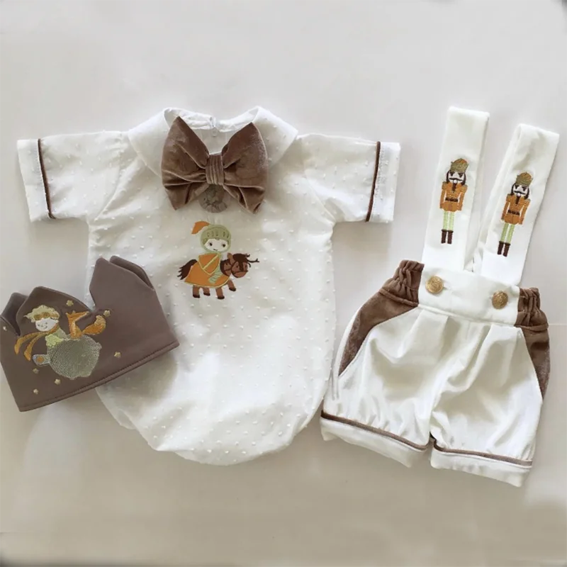 

Baby Boy Summer Donkey Embroidery Rompers White Shirt Set for Easter Eid Birthday Party