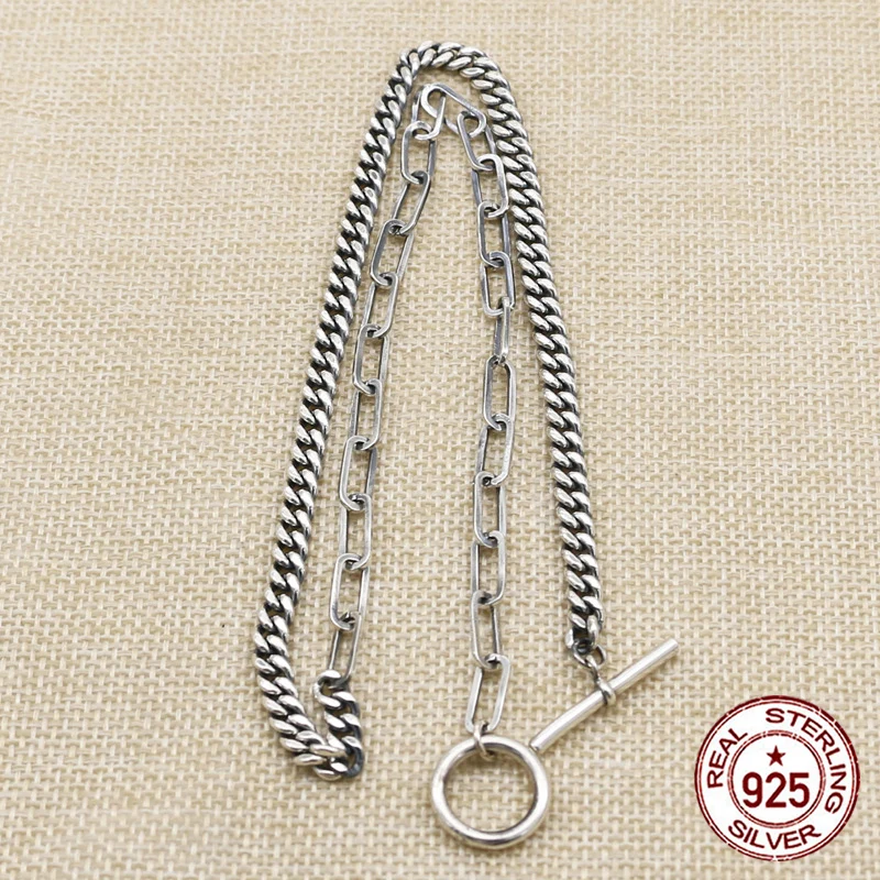 S925 Sterling Silver Necklace Jewelry Vintage Personalized Long Hanging Chain Couple Trendy Hanging Chain Gift for Lovers