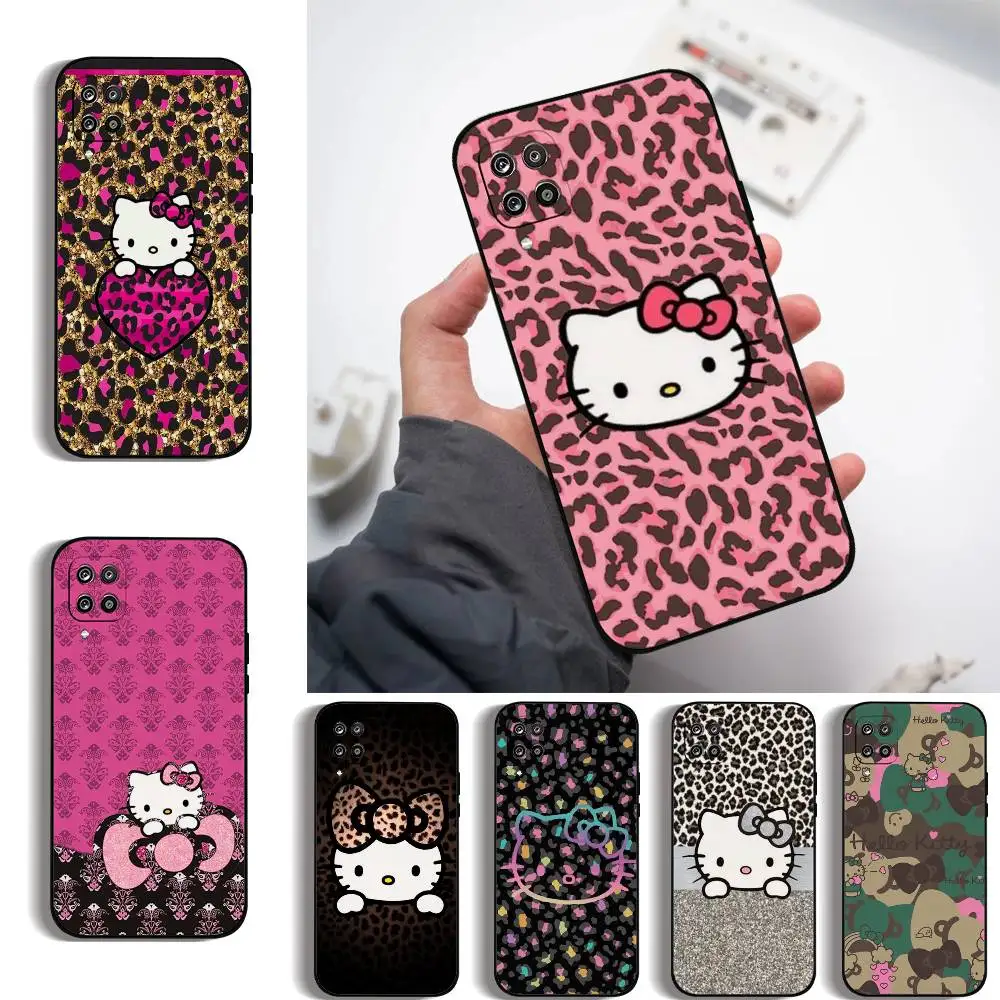 Funda de teléfono Red Brown Leopard H-Hello-Cat-k-Kitty para Samsung Galaxy S21 S22 S23 S24ULTRA S25ULTRA FE Ultra Plus5G A52S S26 Soft