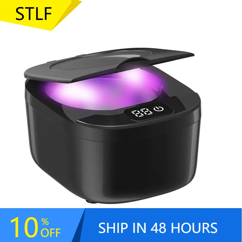

STLF Digital Screen UV Light 45KHZ False Teeth Wash Watch Jewelry Make up Cleaning Denture Square Ultrasonic Cleaner Hous