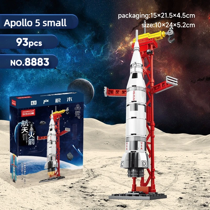 Raketenbausteine Raumschiff Raumstation Apollo V 5 Crew Dragon Falcon Heavy Saturn V5 Modell Geschenke Jungen Mädchen Erwachsene