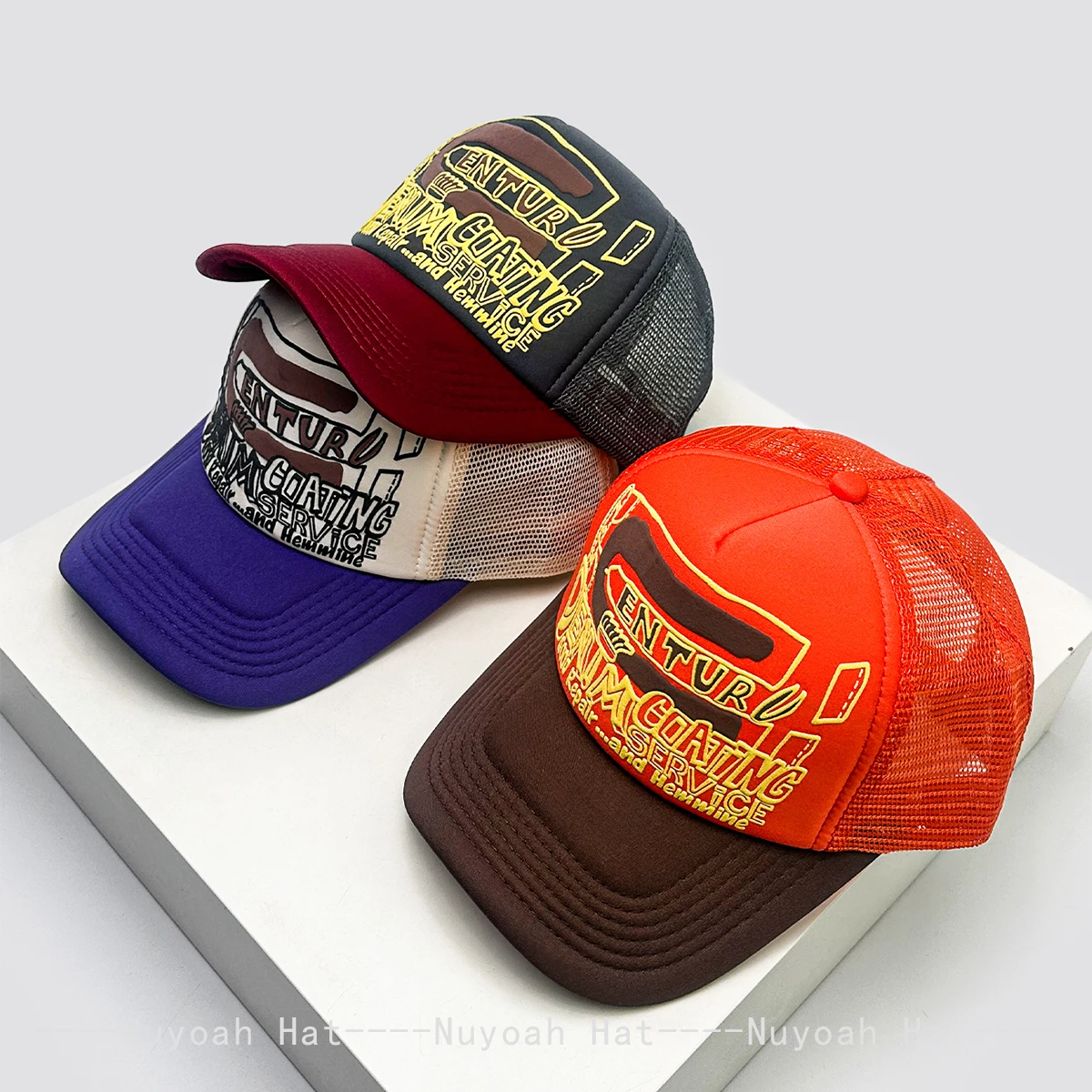

New Unisex American Style 3D Printed Letter Baseball Hats Sunshade Personal Breathable Color Block Trucker Caps Versatile Mesh