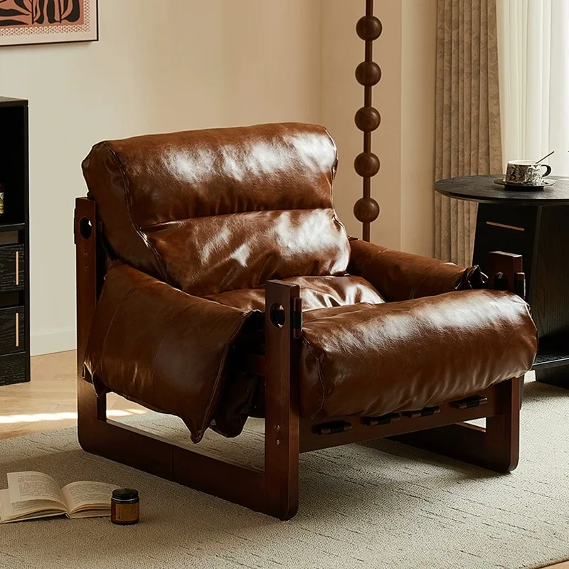 

Medieval Jersey Chair Leisure Chair Balcony Single Lazy Sofa Reclining Chair Living Room Reclining Sleeping Solid Wood
