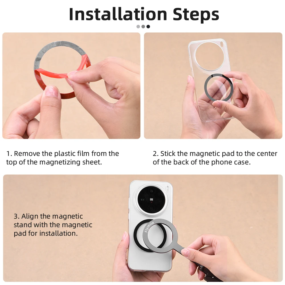 Flymile Magnetisches Selfie-Stick-Stativ für iPhone 16, 15, 14, 13, 12 Pro Max, faltbares Telefon, 1/4 Zoll Löcher, kompatibel mit MagSafe – Detail 13