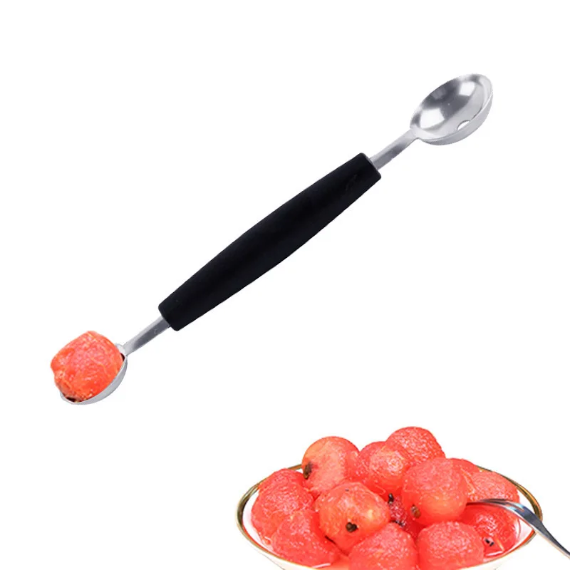 2in1 Dual-head Fruit Ball Carving Knife Kiwi Fruit Waterlemon Scoop Melon Digger Fruit Jar Mashed Potato Baller Ice Cream Spoon