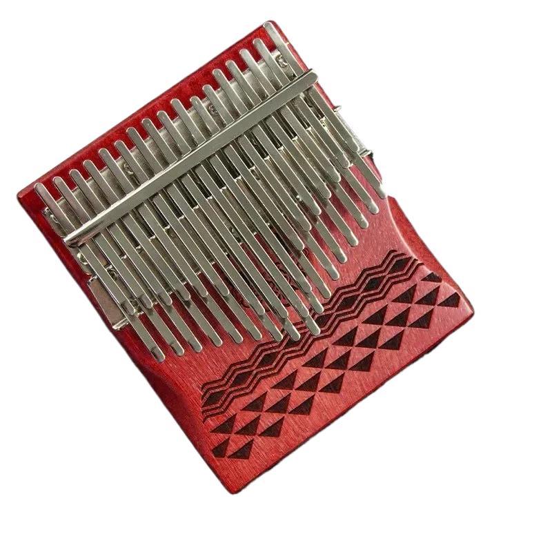 34 Key Classical Red Kalimba Chromatic Calimba Solid Wood Thumb Piano Keyboard Musical Instruments With Accessories Xylophone