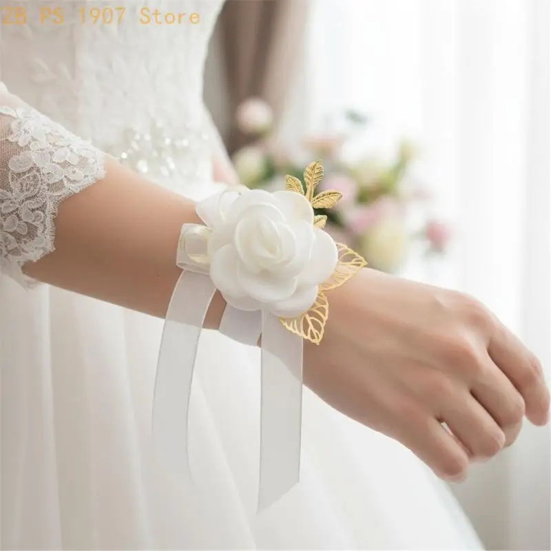 Элегантный тканевый комплект свадебных запястий с цветочным принтом на груди, набор булавок с цветами для свадебной церемонии, и