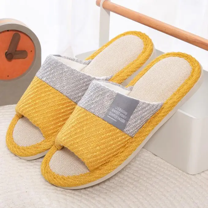 New Women Indoor Slippers Corduroy Floor Flat Shoes Comfort Anti-slip Home Linen Slipper Unisex Woman Men House Cotton Slides