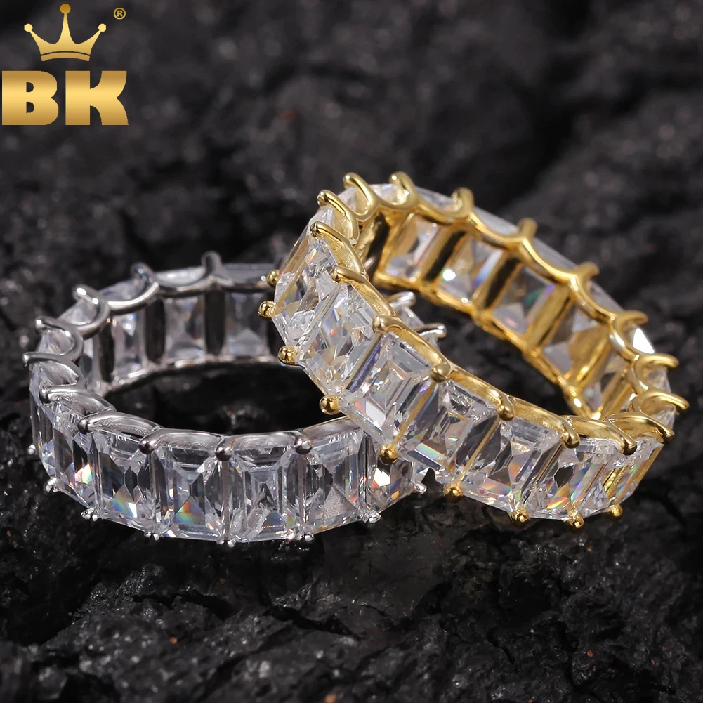 

TBTK Hiphop Ring 7MM Width Paved Bling Iced Out Zircon Crystal Circle Round Luxury Jewelry Ring Punk Style for Best Friend Gift