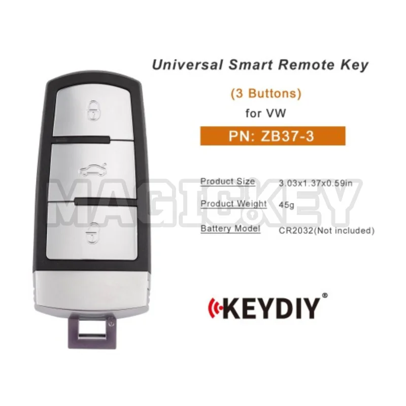 KEYDIY KD ZB37-3 Universal Smart Remote Key 3 Buttons Compatible with VW Type