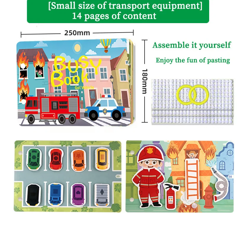 

Early Education Busy Book Magic Sticker Books Transportation Theme Quiet Learning Tools for Kids