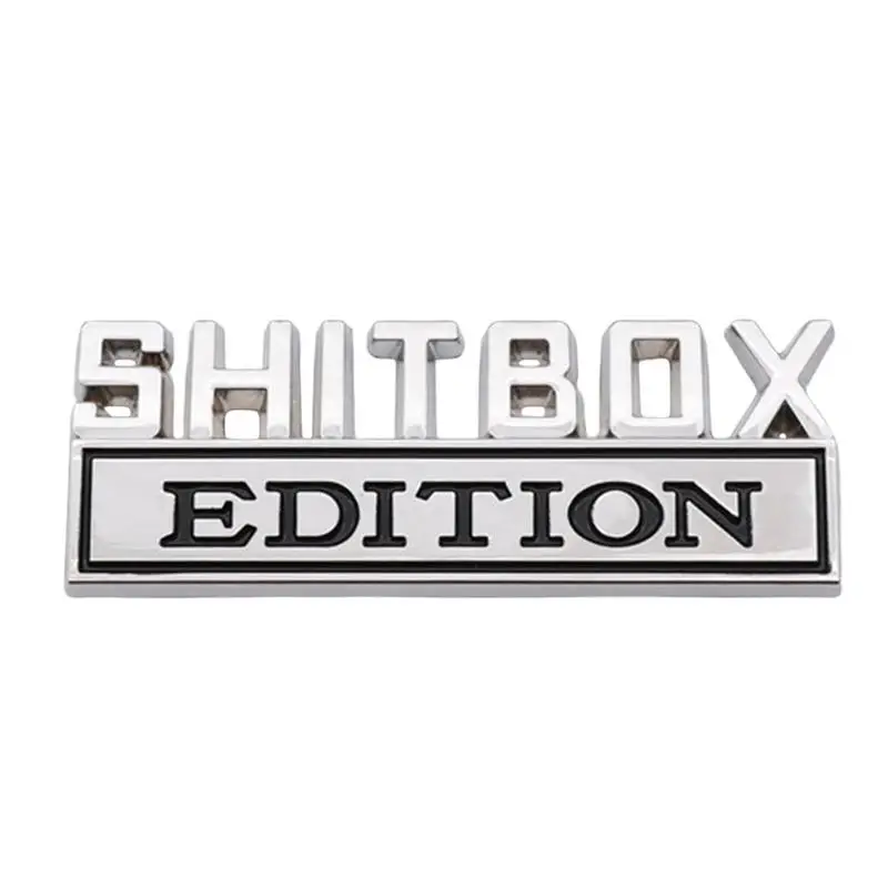 Shitbox Car Stickers 3D Shitbox Design Car Emblems Creative Novelty Decorations Funny Car Rear Decals Self Adhesive fashion