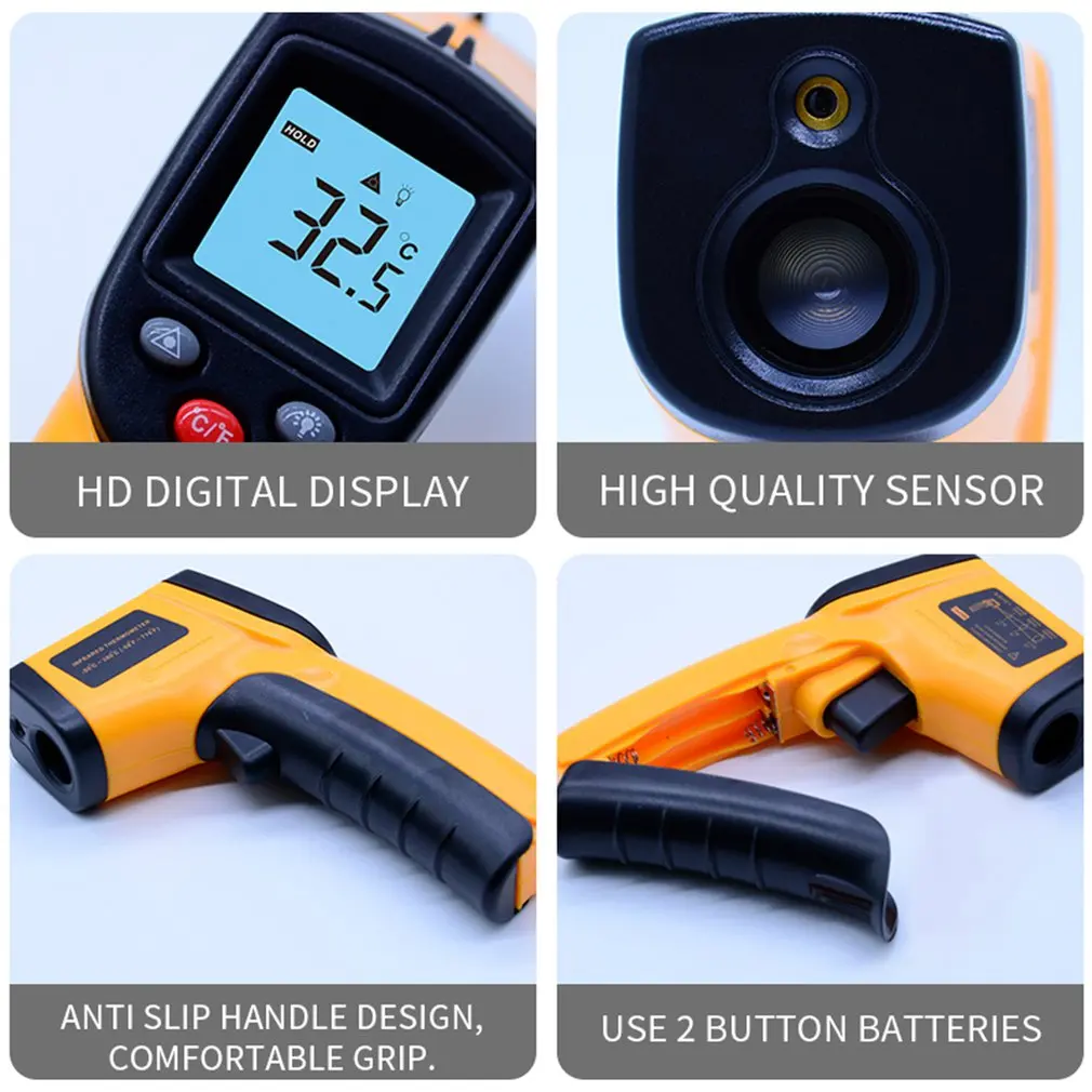 High Accuracy Handheld Non-Contact Ir Infrared Thermometer Digital Lcd Laser Industrial Measurement Surface Temperature Meter