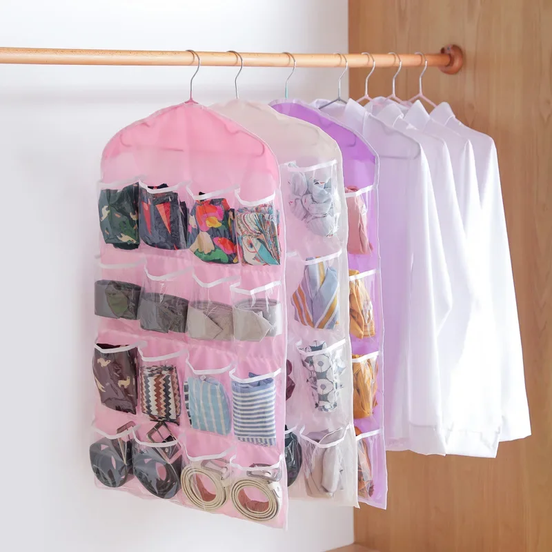 New New Portable 16 Grid Closet Multi-role Hanging Bag Socks Bra Underwear Rack Hanger Storage Organizer Storage Box Wall-Mount 