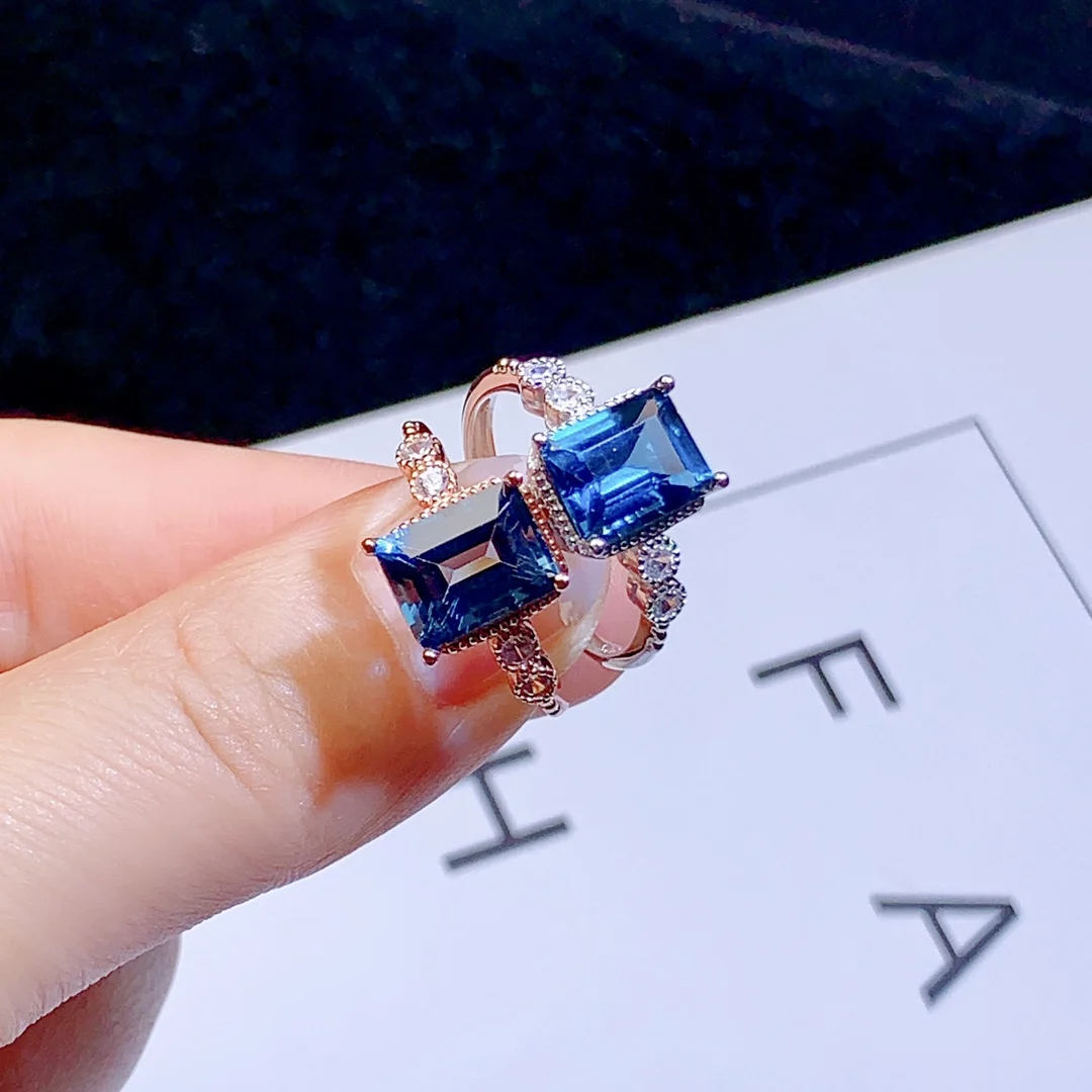 

All Natural Sterling Silver 925 Ladies London Blue topaz Ring Color Super Bright Ring Engagement Gift Free Shipping Boutique