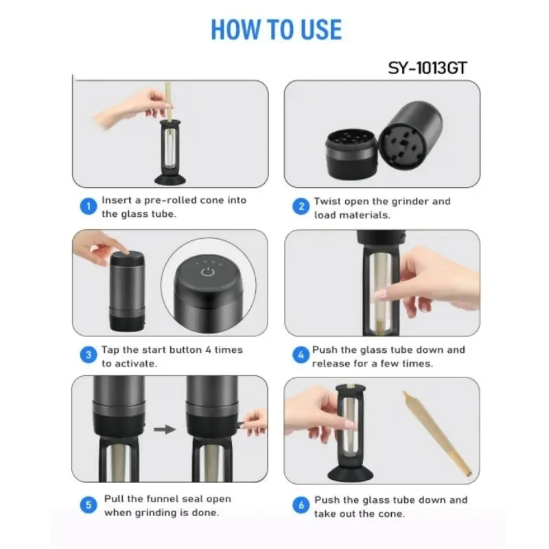 Electric Dry Herb Grass Smoke Grinder 2 In1 Rechargeable Pre Cone Rolling Paper Tobacco Filling Machine Smoking Pipe Accessories