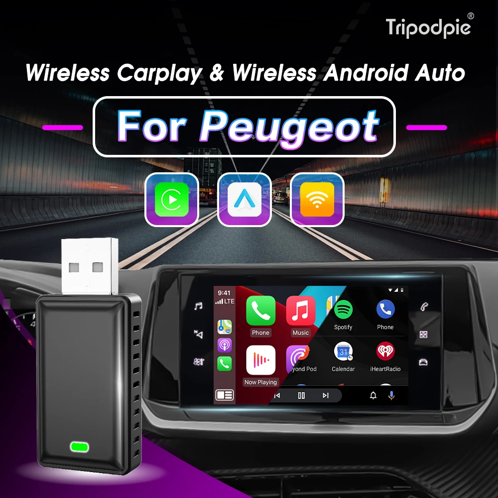 

Беспроводной автомобильный адаптер Android CarPlay 2 в 1 Smart Dongle Play и Plug для Peugeot 208 2008 308S 3008 4008 408 301 308 308