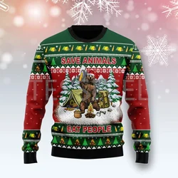 Cosplay Christmas Ugly Sweater Cartoon Dog Cat Santa Claus Tattoo Long Sleeves 3DPrint Autumn Winter Pullover Harajuku Casual 17