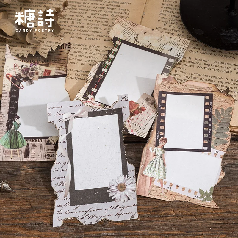 60pcs/lot Memo Pad Material Paper vintage Space-time Junk Journal Scrapbooking card Junk Journal Background paper Notepad