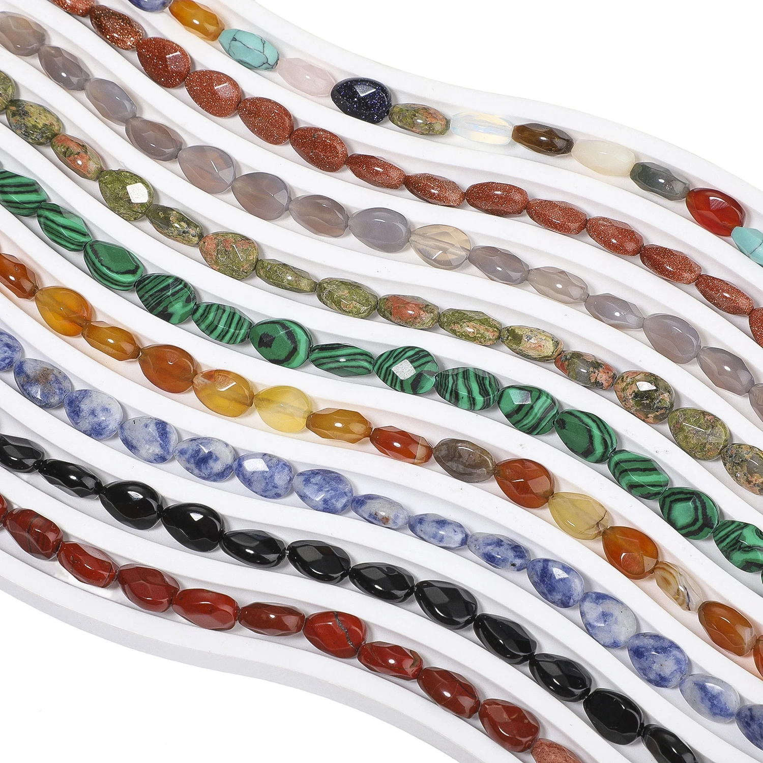 Natural 8x11mm Teardrop Shape Stone Beads Opal Agate Tiger Eye Malachite Quartz Faceted Beads for DIY Jewelry Necklace Pendant