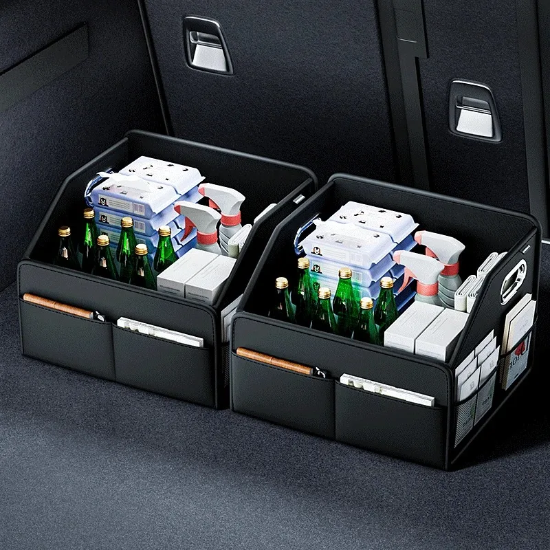 

Car Trunk Organizer Storage Box PU Leather Vehicle Folding Collapsible Cargo Boot Organiser Box For SUV MPV Auto Seat Back Box