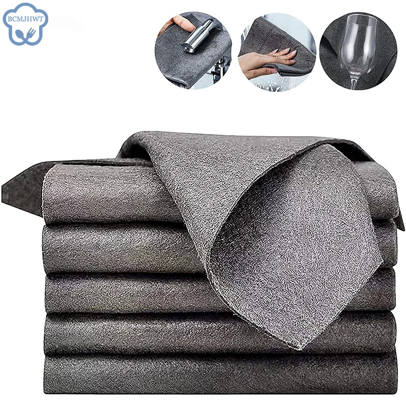 1/3/5/10pcs Magic Cleaning Cloth Microfiber Cleaning Rag No Watermark Glass Wiping Cloth Reusable Window Glass Cleaning Cloth