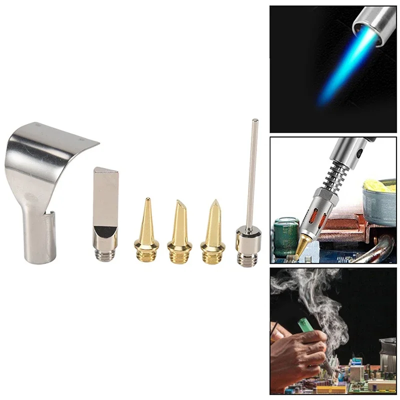 5/6 Buah Kit Nosel Ujung Tembaga Pengganti untuk Hs-1115K / Mt-100 Alat Las Tanpa Kabel Besi Solder Gas Butana Api Berbuih