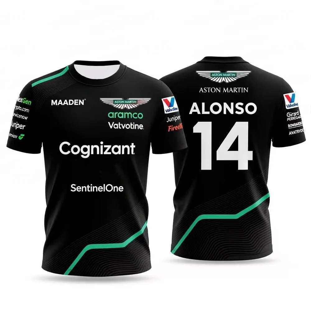 Camiseta Aston Martin para hombre, traje de carreras Fernando Alonso 14, camiseta transpirable de secado rápido, camiseta Vettel 5, camiseta Stroll 18
