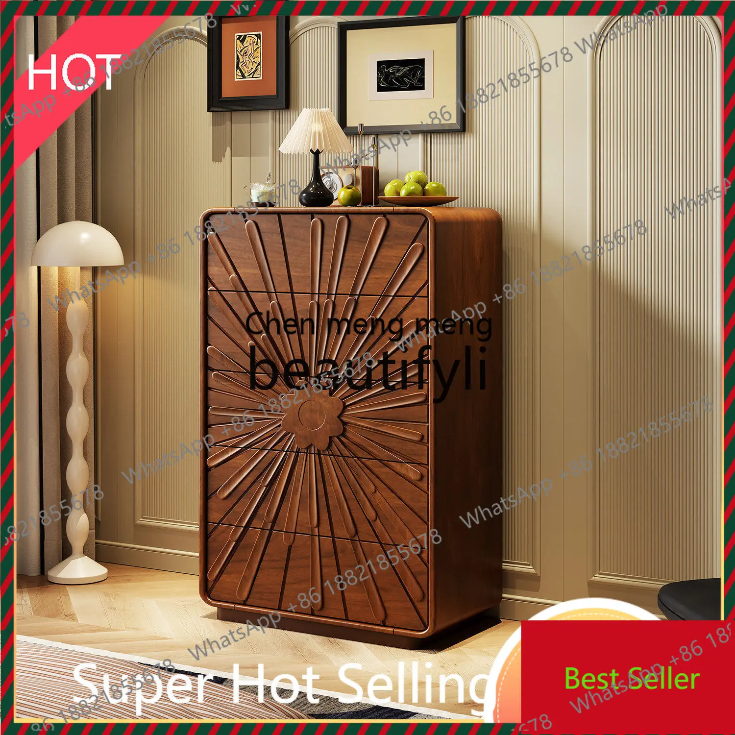 

Винтажный комод zzq из массива дерева с пятью ящиками, прикроватная тумба для спальни, настенный шкаф для хранения в гостиной, буфет