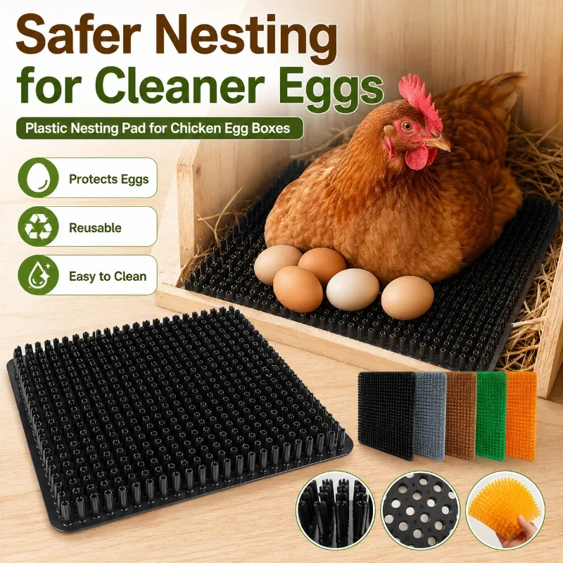 Alfombrilla de plástico para nido de gallinas, alfombra de PP reutilizable para cajas de puesta de huevos, forro lavable para nido de gallinero con cerdas suaves, 1 unidad