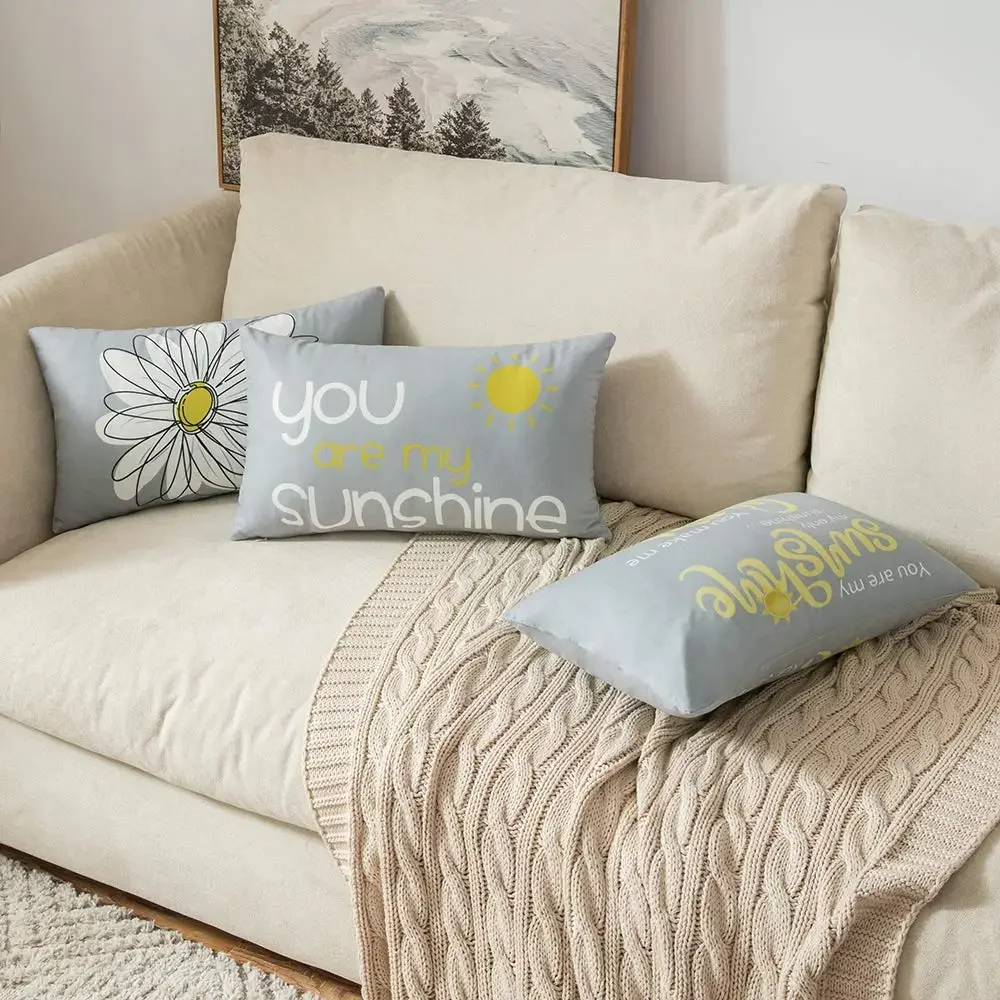 You are my sun daisy happy bird cyan waist pillow cover sofa cushion cover home decoration can be customized 30*50 40*60