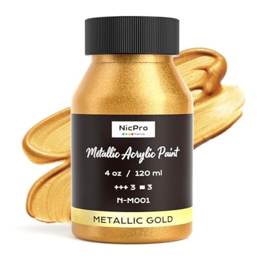 

Metallic Acrylic Paint, 4oz/120ml Leaf Paint, Non Toxic, Non Fading Craft Paints for Metal, Wood, Clay, Fabric, Canvas, Furnitu