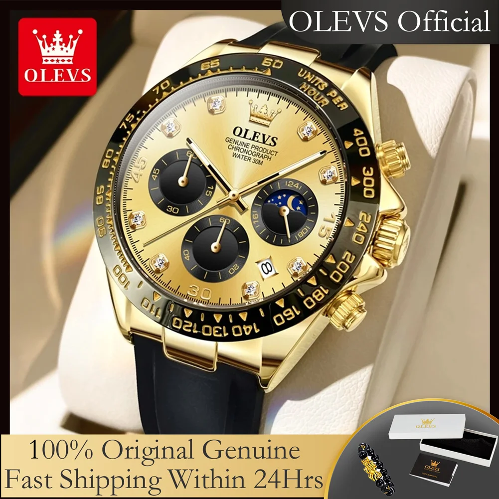 OLEVS 2875 Original Men's Watch Silicone Strap Luxury Top Brand Quartz Watch for Man Waterproof Glow Pointer Date Timer Watches