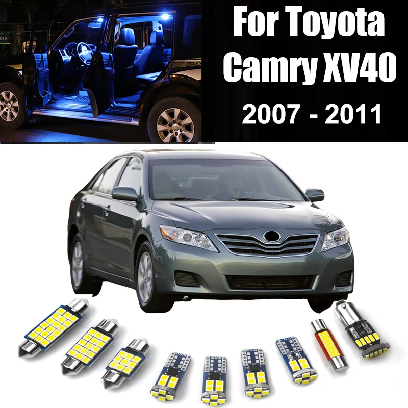 8pcs Car LED Bulbs For Toyota Camry 40 XV40 2007 2008 2009 2010 2011 Interior Reading Lamp Vanity Mirror Trunk Light Accessories