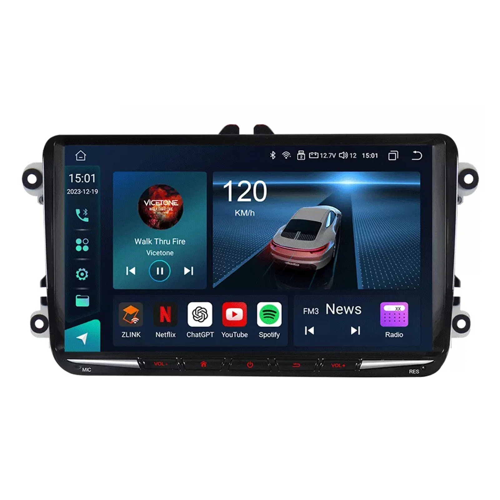 Android Auto Autoradio With 3D Map View And WMA Playback Lifetime Map Updates TV Sprachsteuerung