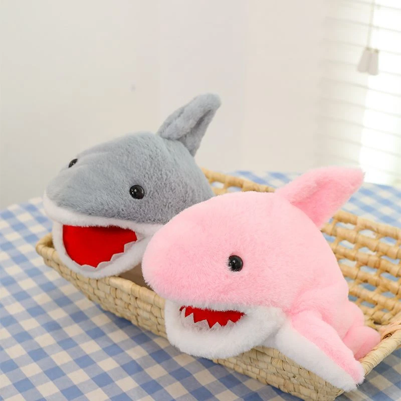 Niedliche Hai-Handpuppen mit Mundöffnung, Plüschtiere, Meeressuchtung, Tierpuppen für Kinder, Geburtstags- und Weihnachtsgeschenke