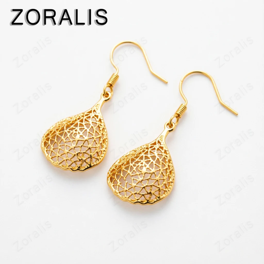 Boucles d'oreilles en or 18 carats pour femmes, gouttes d'eau creuses, bijoux à la mode pour fête, fiançailles, mariage, cadeau d'anniversaire