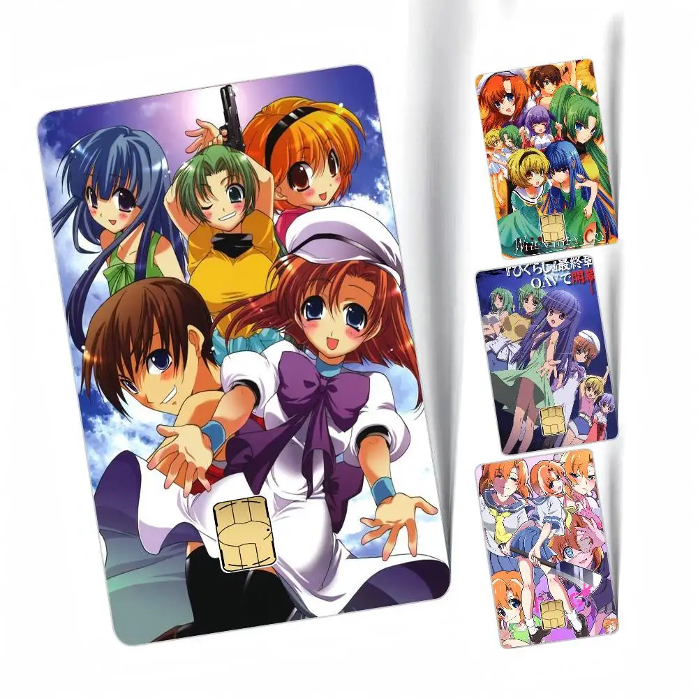 Anime H-Higurashi When They Cry Anmie 4pcs 1Set Sticker Film Skin Cover for Credit Card Debit Bank Card Front