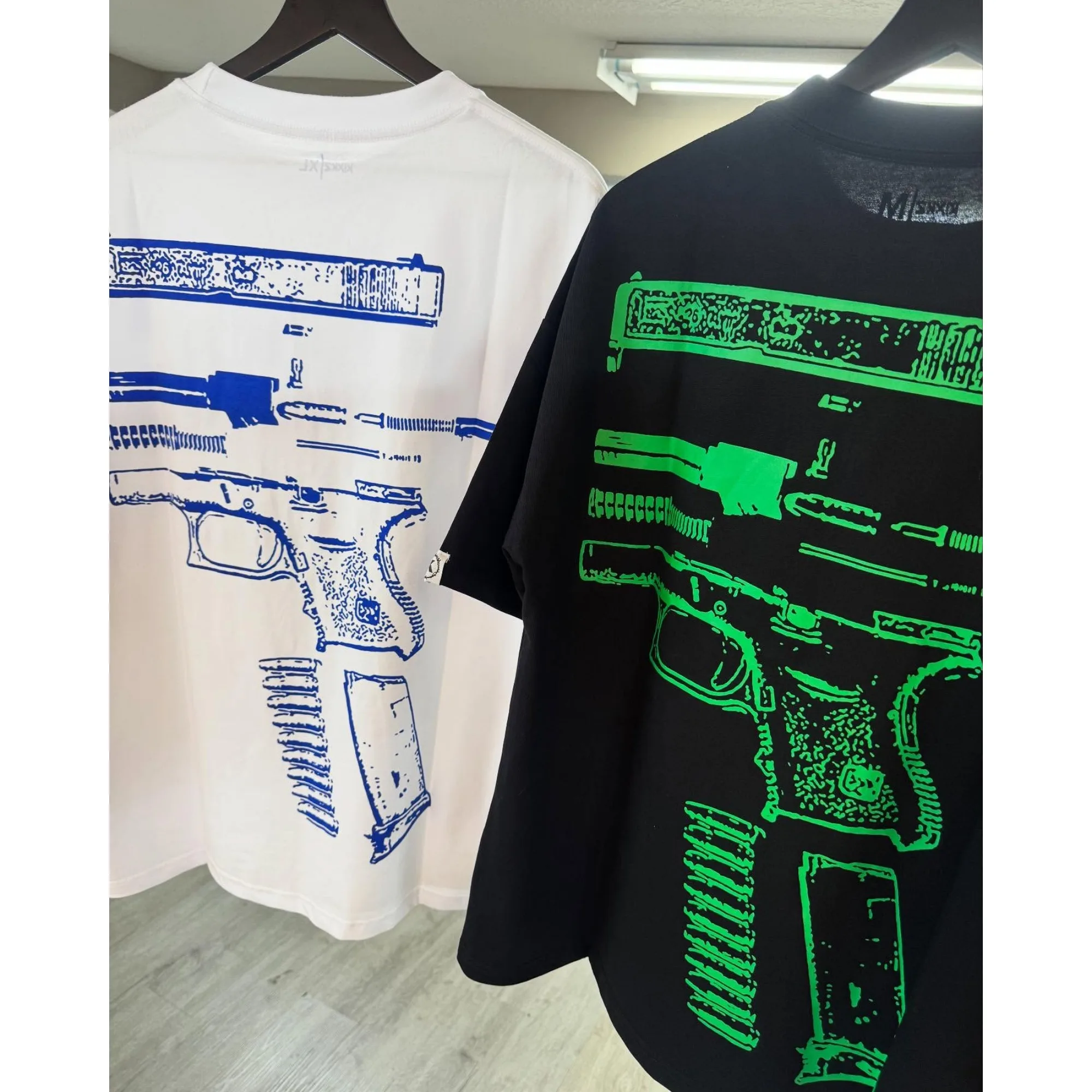 Kixkz موضة العلامة التجارية الرجال تي شيرت في غلوك نحن نثق رسالة مطبوعة قصيرة الأكمام المتضخم القطن تي شيرت للنساء بلايز تيز #1